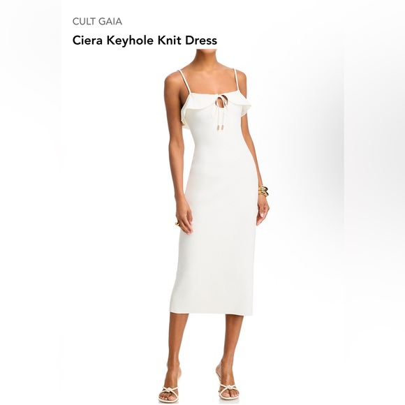 $498 Cult Gaia Midi Dress White Size M Ciera Knit Stretch Viscose Sleeveless,All Products : American Fashion Style Bags On Sale